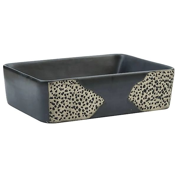 vidaXL Aufsatzwaschbecken Schwarz Rechteckig 46x35,5x13cm Keramik 155073 günstig online kaufen