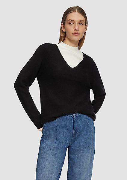 s.Oliver Strickpullover Gerippter Strickpullover aus Baumwollmix günstig online kaufen