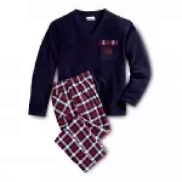 Thermo Schlafanzug, marine-rot günstig online kaufen