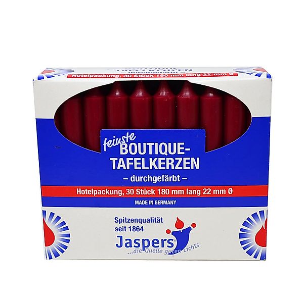 Jaspers Kerzen Tafelkerze Boutique-Kerzen Hotelpackung bordeaux 30er Pack d günstig online kaufen