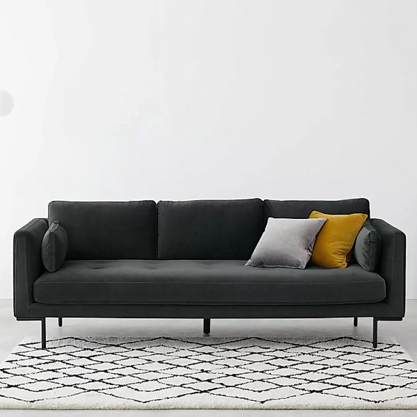 Harlow 3-Sitzer Sofa, Samt in Mittelgrau - MADE.com günstig online kaufen