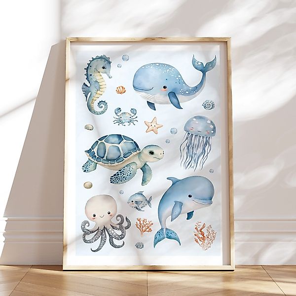 MeinBaby123® Poster Kinderzimmer Meerestiere,  Kinderzimmer Deko, günstig online kaufen