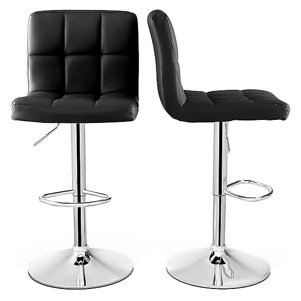 Costway Barhocker 2er Set Aus Kunstleder 150 kg Belastbar Schwarz günstig online kaufen