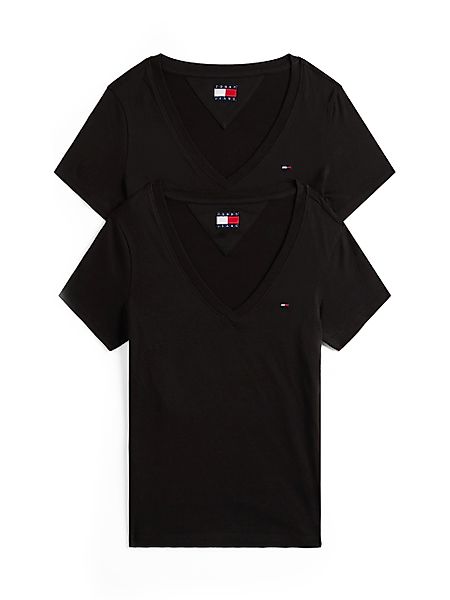 Tommy Jeans T-Shirt "TJW 2PACK V-NECK TEE", 2 Stk. mit Logostickerei günstig online kaufen