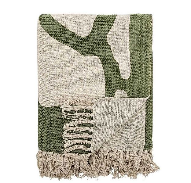 Wolldecke Bloomingville Decke DALMINE Natur Grün 160x130 cm, Bloomingville günstig online kaufen