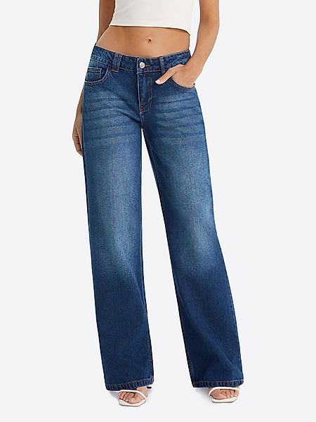 Imily Bela Boyfriend-Jeans Damen Low-Waist Wide Leg aus Baumwolle Denim Cas günstig online kaufen