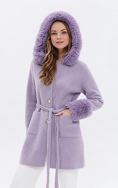 Passioni Fellimitatmantel mit Kapuze und Taschen und abnehmbaren Fellbesatz günstig online kaufen