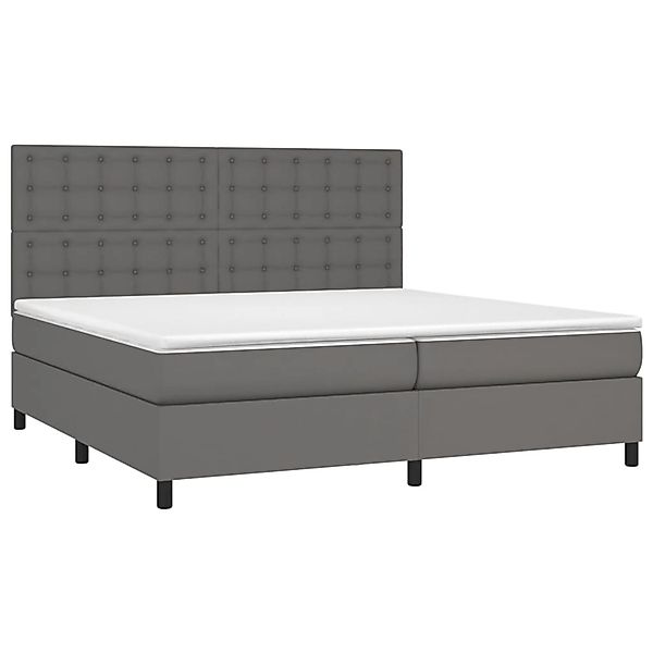 vidaXL Boxspringbett mit Matratze & LED Grau 200x200 cm Kunstleder 3135967 günstig online kaufen