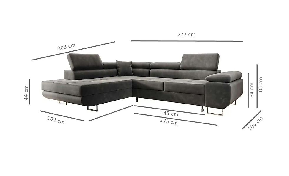 Ecksofa  Memphis ¦ grau ¦ Maße (cm): B: 277 H: 83 Polstermöbel > Sofas > Ec günstig online kaufen