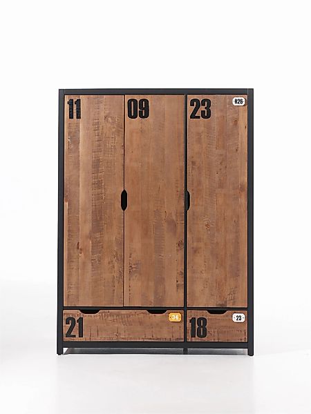 Vipack Drehtürenschrank "Alex, Fronten massiv Kiefer in Hobel-Optik, Dekor günstig online kaufen