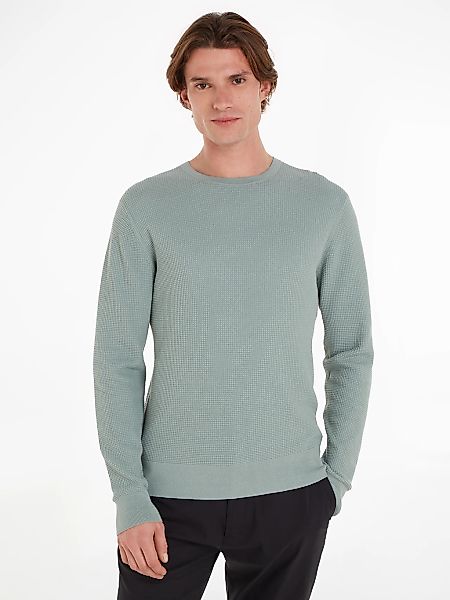 Calvin Klein Rundhalspullover "WAFFLE STRUCTURE SWEATER", mit Markenlabel günstig online kaufen