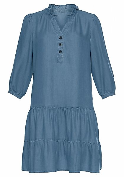 LASCANA Jeanskleid mit Rüsche am Kragen günstig online kaufen