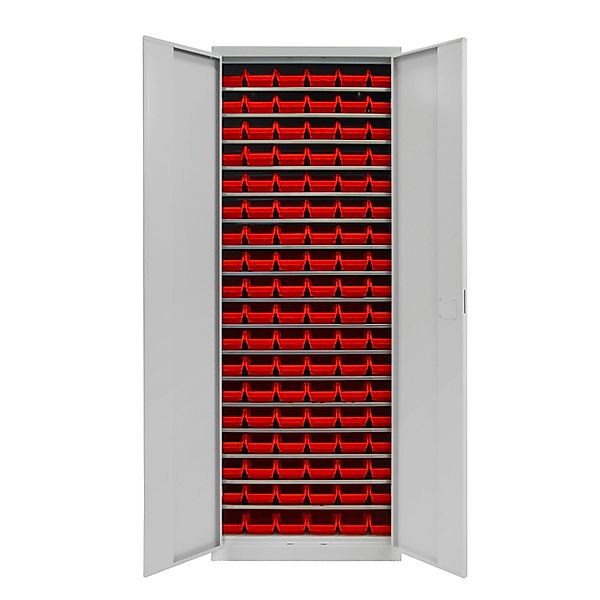 PROREGAL Flügeltürenschrank Owl mit 17 Fachböden 108 Sichtlagerkästen HxBxT günstig online kaufen