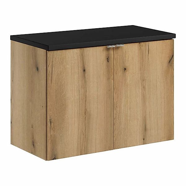 Waschtischunterschrank 80cm, in Eiche und schwarz, NEWPORT-56-OAK günstig online kaufen