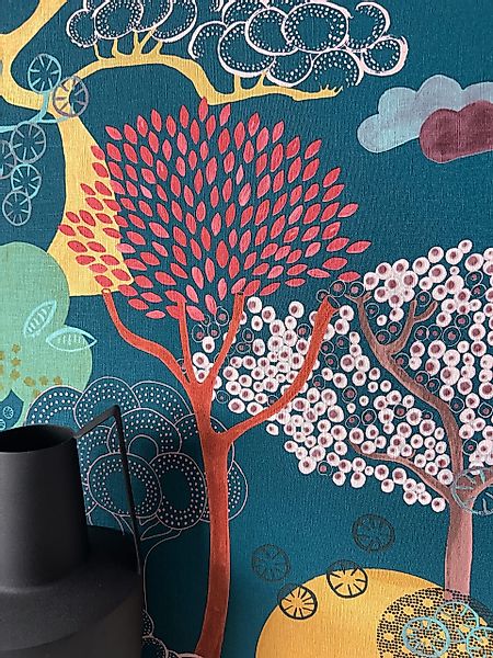 Newroom Vliestapete, Dunkelblau Tapete Modern Bäume günstig online kaufen