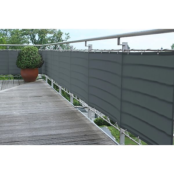 Polyester Balkonumrandung 90 x 500 cm Anthrazit günstig online kaufen