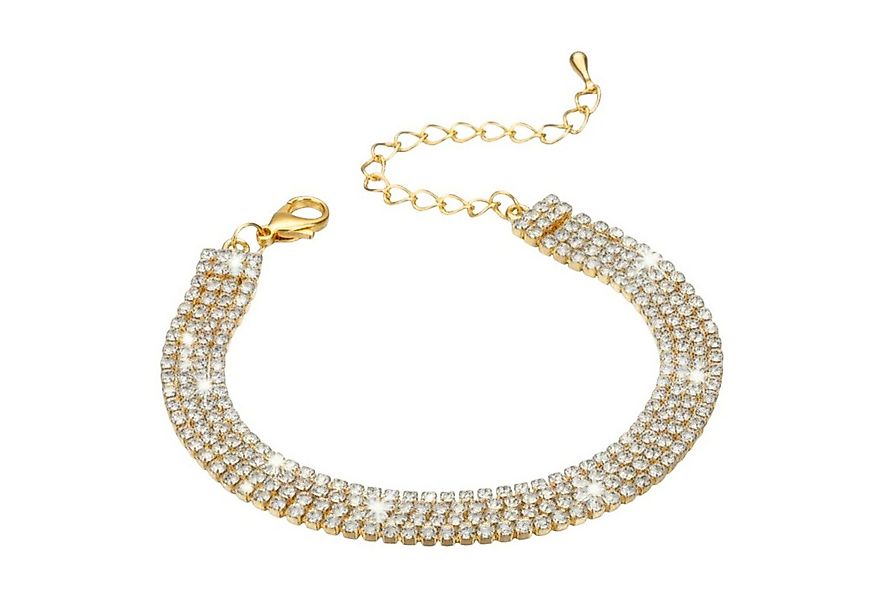 KARMA Fußkette Fußkettchen Strass Gold 21 cm moderne (Damenfußkettchen gold günstig online kaufen