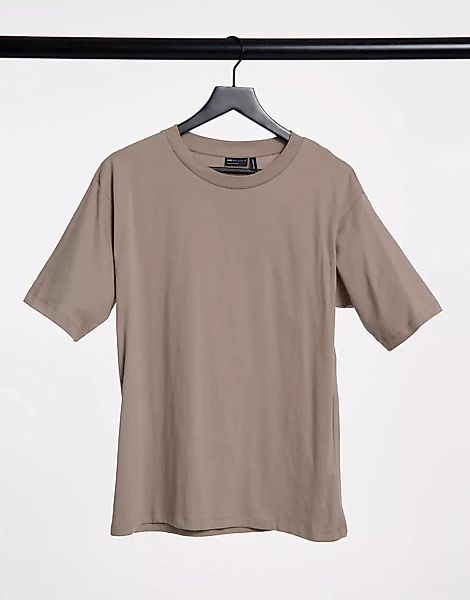 ASOS DESIGN – Ultimate übergroßes T-Shirt in Taupe-Weiß günstig online kaufen