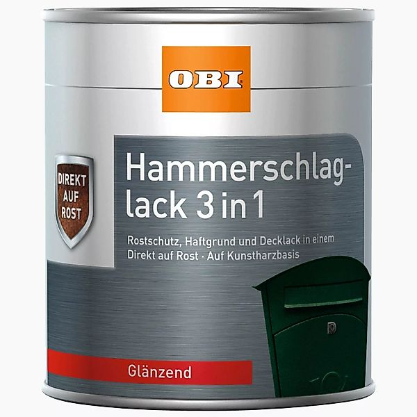 OBI Hammerschlaglack 3in1 Schwarz glänzend 750 ml günstig online kaufen