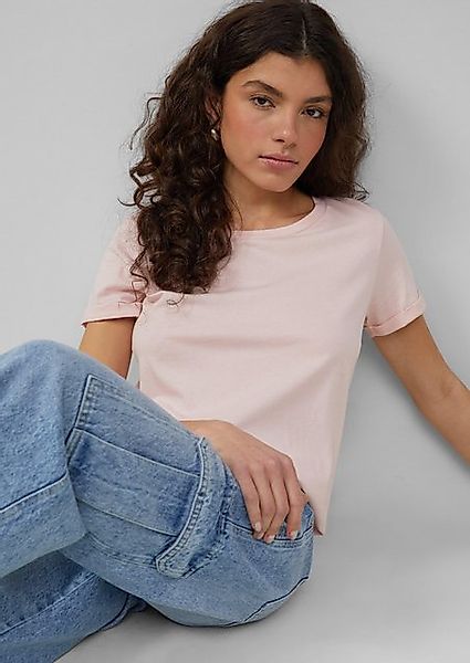 QS Kurzarmshirt Baumwollshirt mit Rundhalsausschnitt günstig online kaufen