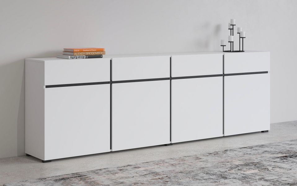 INOSIGN Sideboard "Cross,Breite 225 cm, moderne grifflose Kommode,4 Türen/4 günstig online kaufen