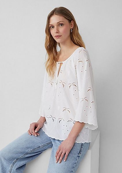 QS Kurzarmbluse Bluse Leichte Bluse mit Lochstickerei, QS x Sarah & Tini günstig online kaufen