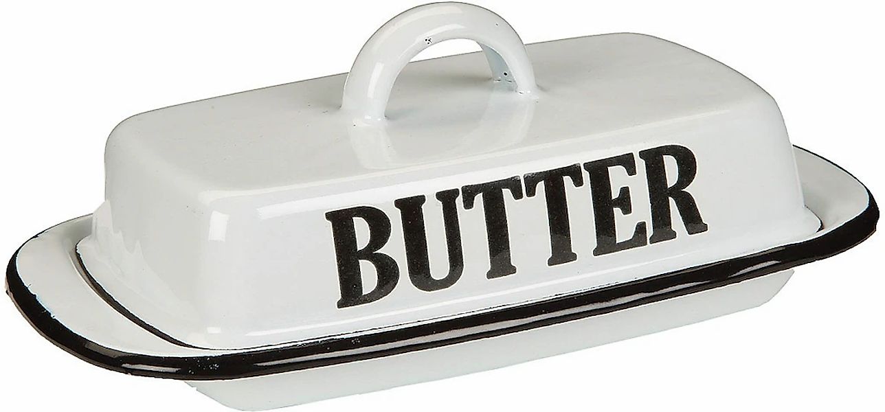 Ambiente Haus Dose "Butterdose aus Emaille in Antikweiß" günstig online kaufen