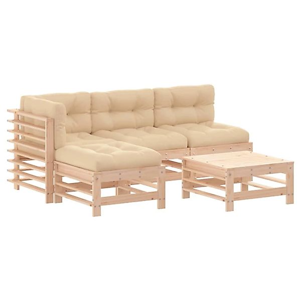 vidaXL 5-tlg Garten-Lounge-Set mit Kissen Massivholz Modell 7 günstig online kaufen