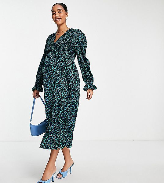 Little Mistress Maternity by Vogue Williams – Langärmliges Kleid mit grünem günstig online kaufen
