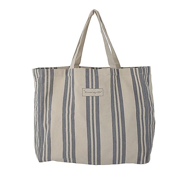 Bloomingville Shopper Trina, Einkaufstasche in Blau, 47x40x16cm, aus Baumwo günstig online kaufen