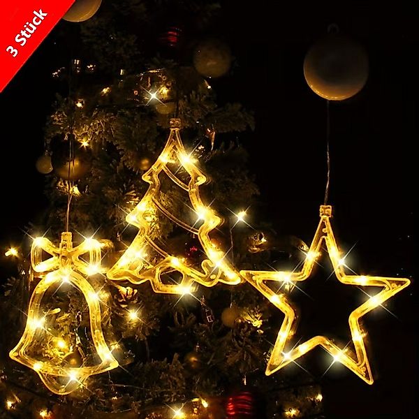 Montegoni LED-Lichtervorhang Fenster Beleuchtung mit Saugnapf, Glocke, Ster günstig online kaufen