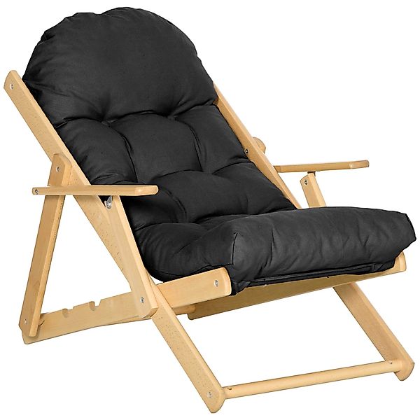 HOMCOM Fauteuil Sessel für Salon Klappbar und verstellbar aus Holz Bequemer günstig online kaufen