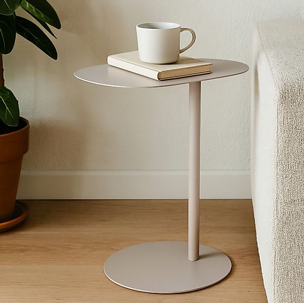 Koopman Beistelltisch Sofatisch Metalltisch Oval 53x35x25 cm Beige / Schwar günstig online kaufen
