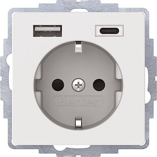 Berker Steckdose SCHUKO/USB polarweiß samt 48046089 günstig online kaufen