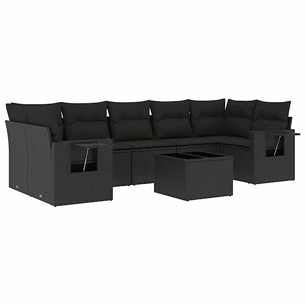 vidaXL 8-tlg Garten-Sofagarnitur mit Kissen Schwarz Poly Rattan Modell 195 günstig online kaufen