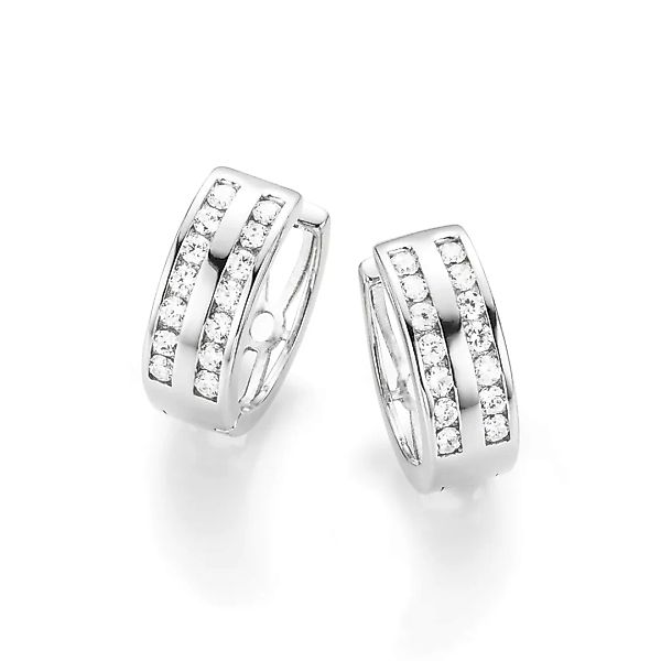 Smart Jewel Paar Creolen "mit Zirkonia Steine in zweireihiger Optik, Silber günstig online kaufen