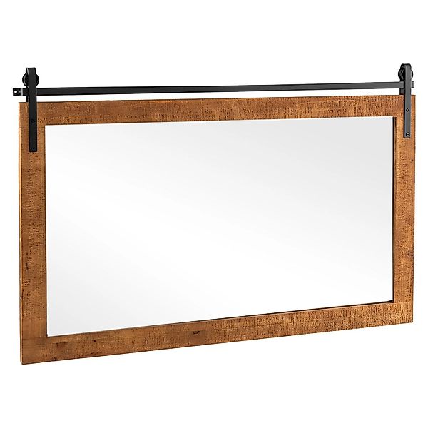 Costway Rechteckiger Spiegel mit Holzrahmen 100 x 66 cm Hellbraun günstig online kaufen