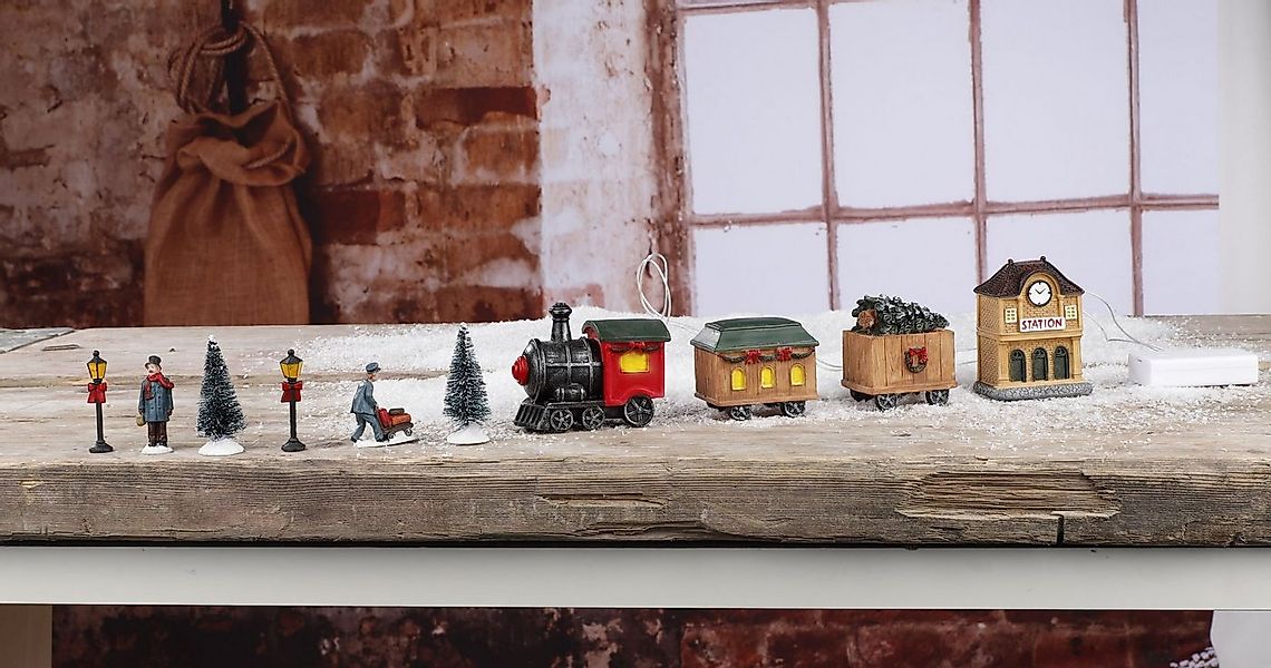 Spetebo Weihnachtsszene LED Deko Weihnachtszug Set - 10-teilig, beleuchtet günstig online kaufen