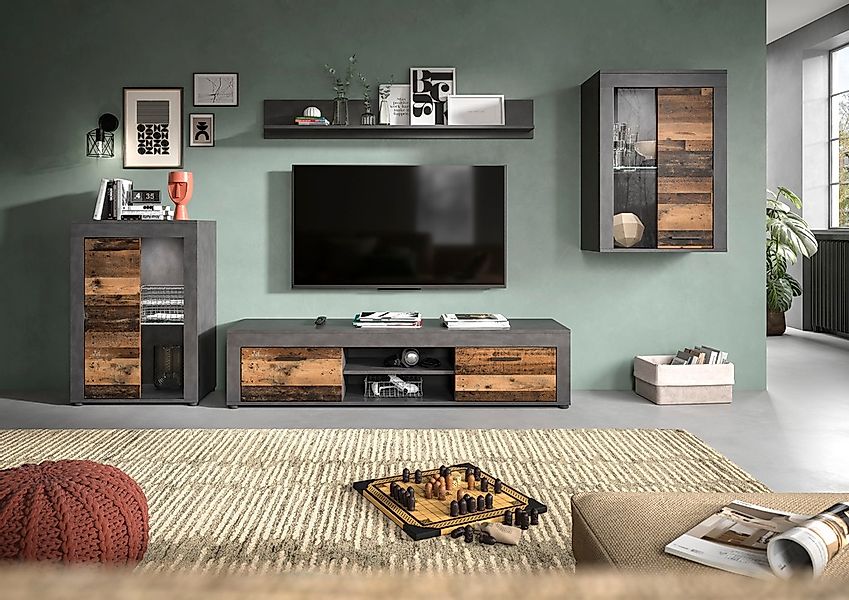 INOSIGN Wohnwand "Aosta, 4-tlg., bestehend aus: 2x Vitrine, Lowboard & Wand günstig online kaufen