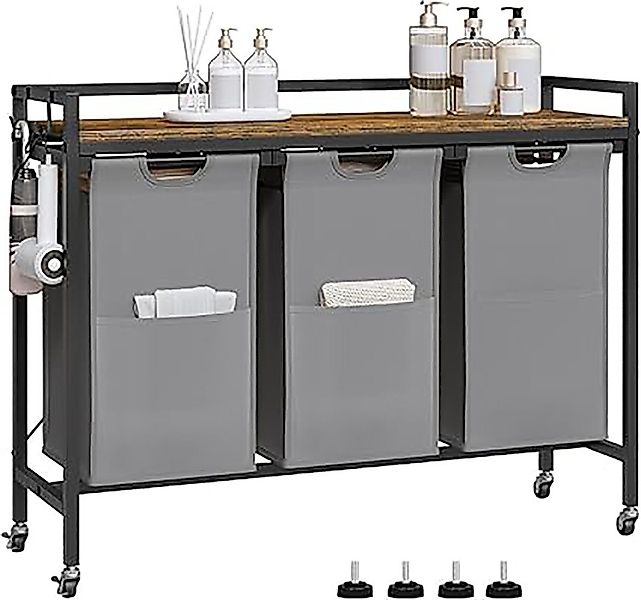 EUGAD Wäschekorb (1 St), Wäschesammler, mit Rollen, Ablage, Haken, ausziehb günstig online kaufen