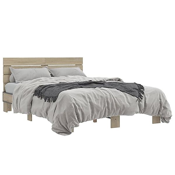 vidaXL Bettgestell Sonoma-Eiche 135x190 cm Holzwerkstoff und Metall 3280163 günstig online kaufen