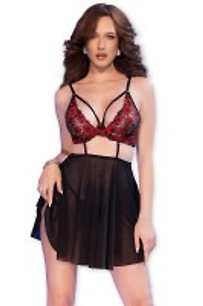 2-in-1-Kleid und String – Schwarz/Rot günstig online kaufen