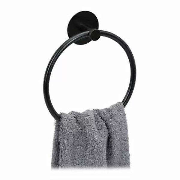 relaxdays Selbstklebender Handtuchring in Schwarz schwarz günstig online kaufen
