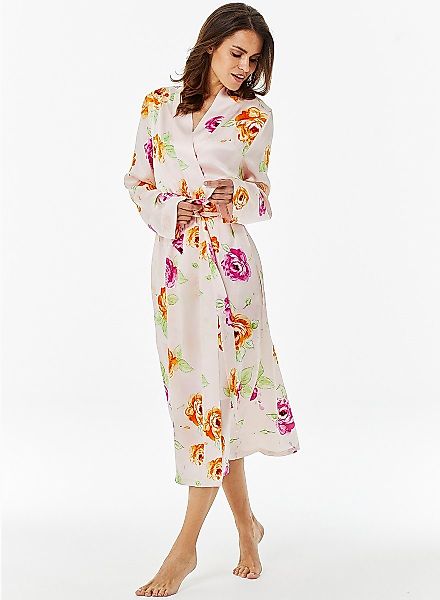 Jadee Morgenmantel Daybreak, Seide, Kimono-Kragen, Bindegürtel günstig online kaufen