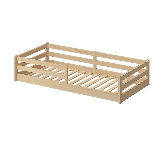 Bellabino Kinderbett Iskri mit Rausfallschutz und Lattenrost (natur, mit Ma günstig online kaufen