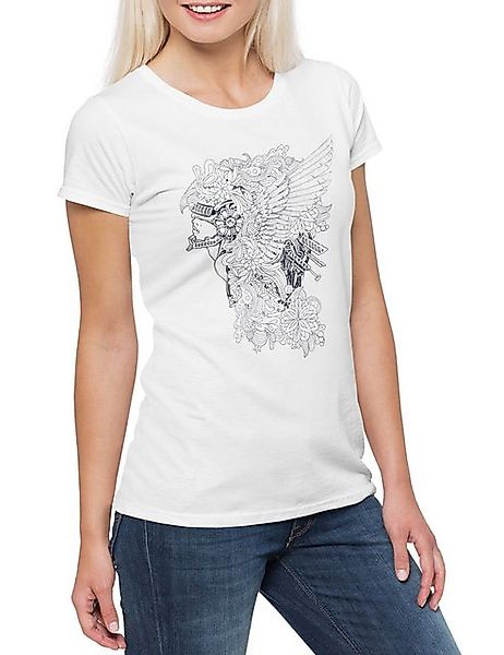 Urban Backwoods Print-Shirt Tattoo Valkyrie Damen T-Shirt Walküren Flügel W günstig online kaufen