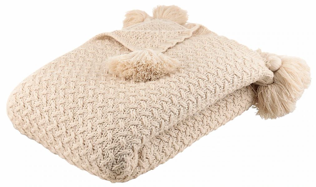 LeGer Home by Lena Gercke Wohndecke "Gelsa" Strickoptik mit Tasseln, modern günstig online kaufen