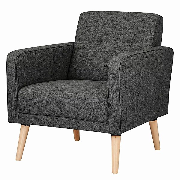 home24 Mørteens Sessel Daru II Dunkelgrau Flachgewebe 70x77x77 cm (BxHxT) günstig online kaufen