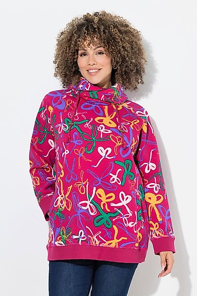 Ulla Popken Sweatshirt Sweatshirt Scribble-Muster Stehkragen günstig online kaufen