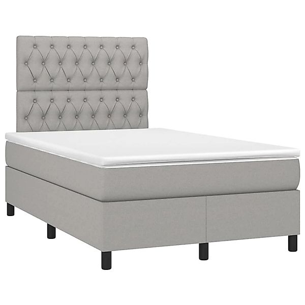 vidaXL Boxspringbett mit Matratze & LED Hellgrau 120x200 cm Stoff 3135101 günstig online kaufen